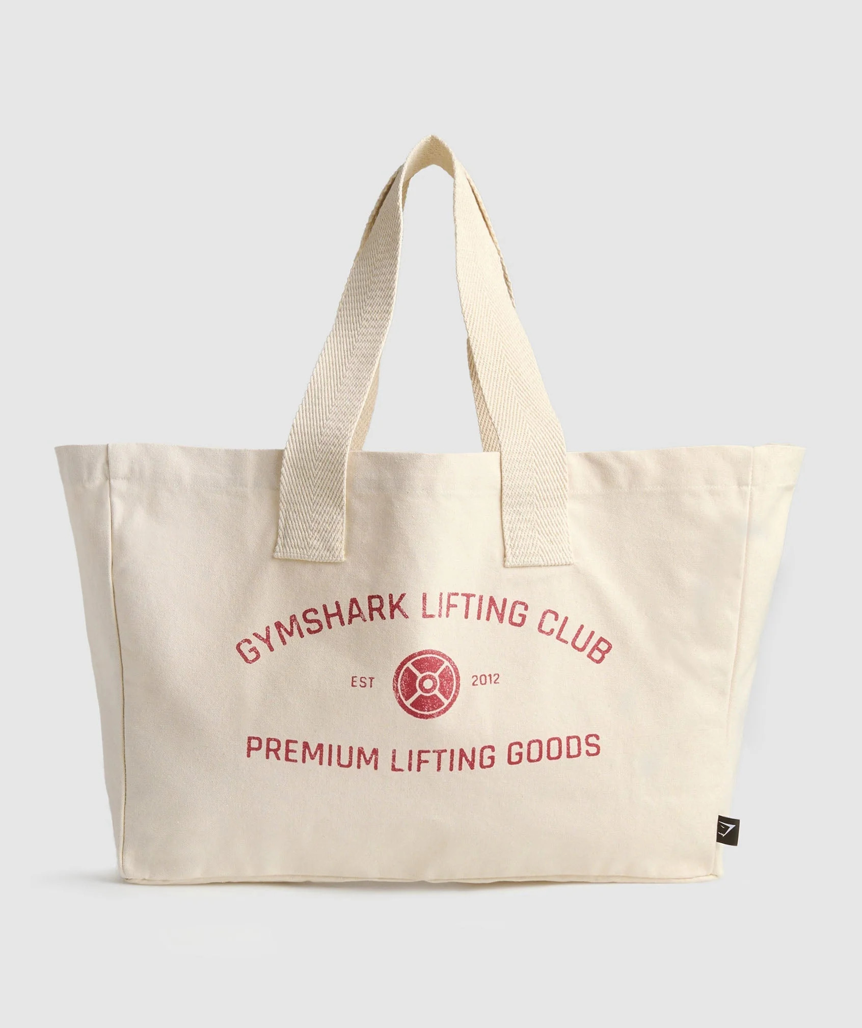 Gymshark Weight Plate Oversized Tote - Oat White/Carmine Red | Gymshark UK