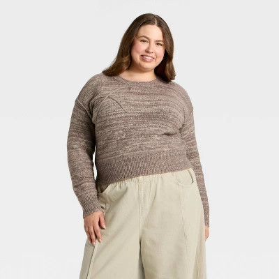 Women's Long Sleeve Holiday Crewneck Pullover Sweater - Universal Thread™ Brown Bow 1X | Target