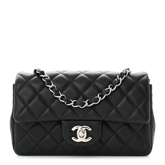 Lambskin Quilted Mini Rectangular Flap Black | FASHIONPHILE (US)