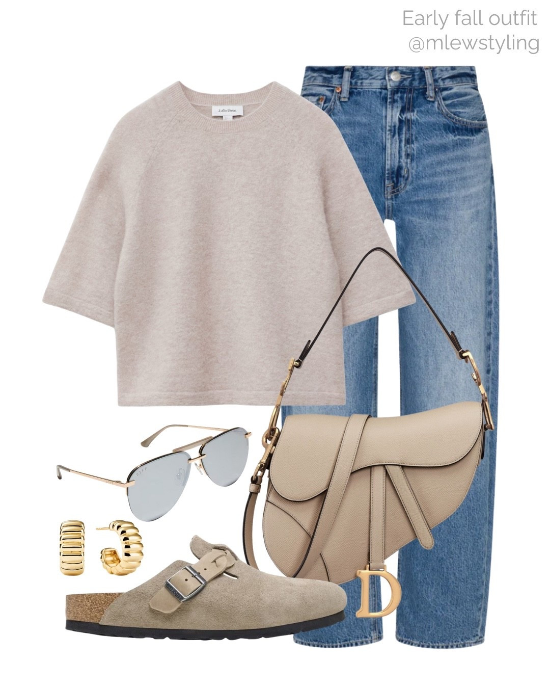 Easy everyday outfit for early fall 🍂🍃

Tags: short sleeved sweater, barrel leg jeans, pistola denim, Dior saddle bag, Birkenstock Boston clogs, diff eyewear aviator sunglasses, Mejuri gold hoop earrings, neutral look, weekend outfit 

#LTKStyleTip #LTKShoeCrush #LTKItBag