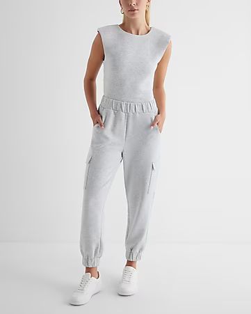 Two Piece Set: Luxe Lounge Padded Shoulder Bodysuit + Luxe Lounge Cargo Jogger | Express