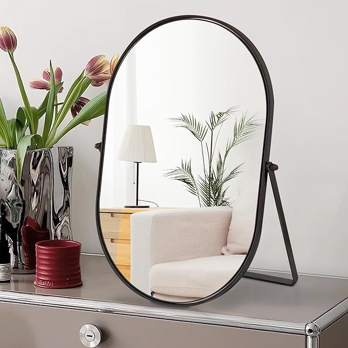 Numjeg Makeup Mirror Portable Vanity Tabletop Mirrors with Metal Frame Desk Table Mirror with 90... | Amazon (US)