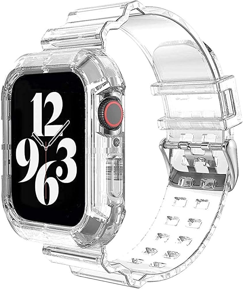 Wrist-B Compatible for Apple Watch Band 45mm 44mm 42mm 41mm 40mm 38mm 49mm,Transparent Crystal Cl... | Amazon (US)