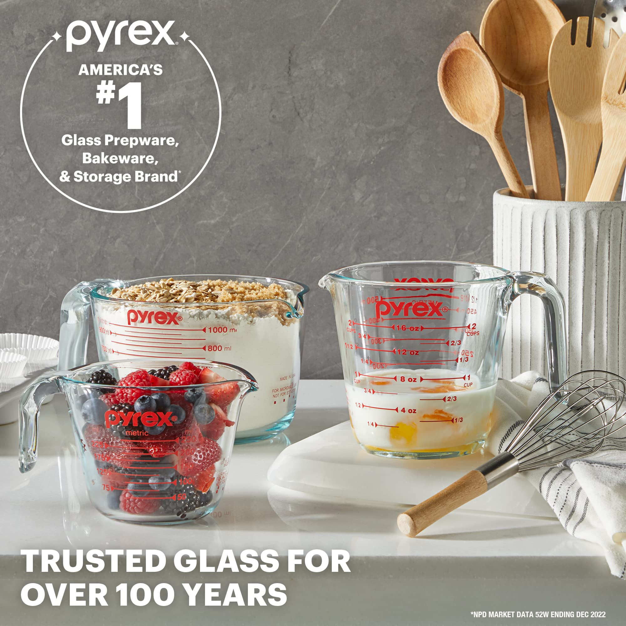 Pyrex 4-Cup Glass Measuring Cup For Baking and Cooking, Dishwasher, Freezer, Microwave, and Prehe... | Amazon (US)