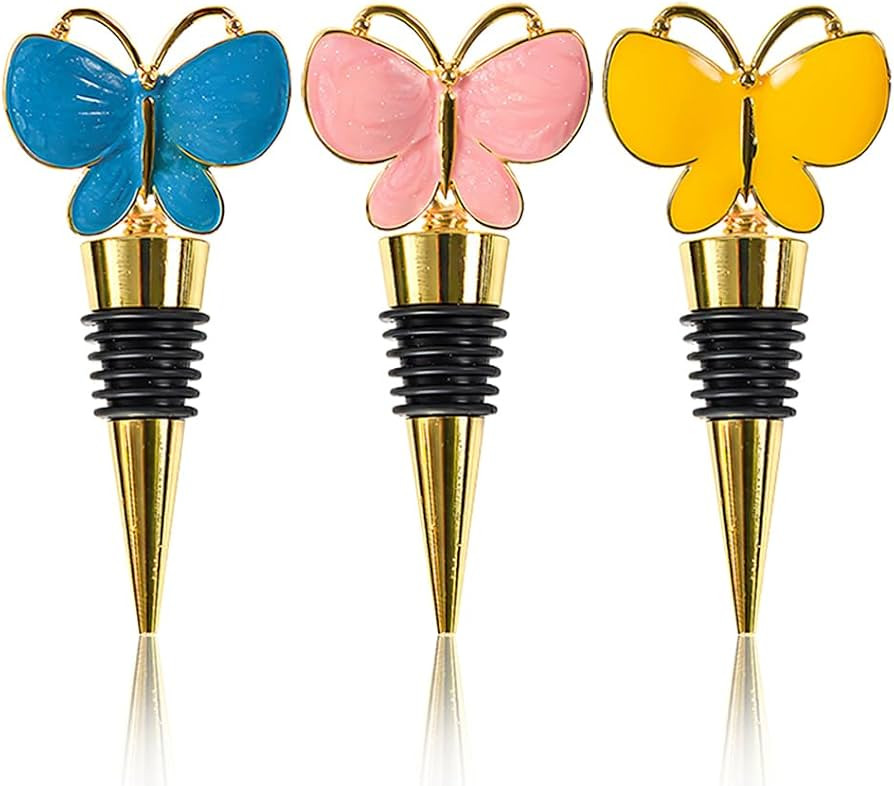 Butterfly Wine Bottle Stopper JruiZhp 3 Pcs Wine Stoppers Cute, Wine Stopper Favors for Birthday ... | Amazon (US)