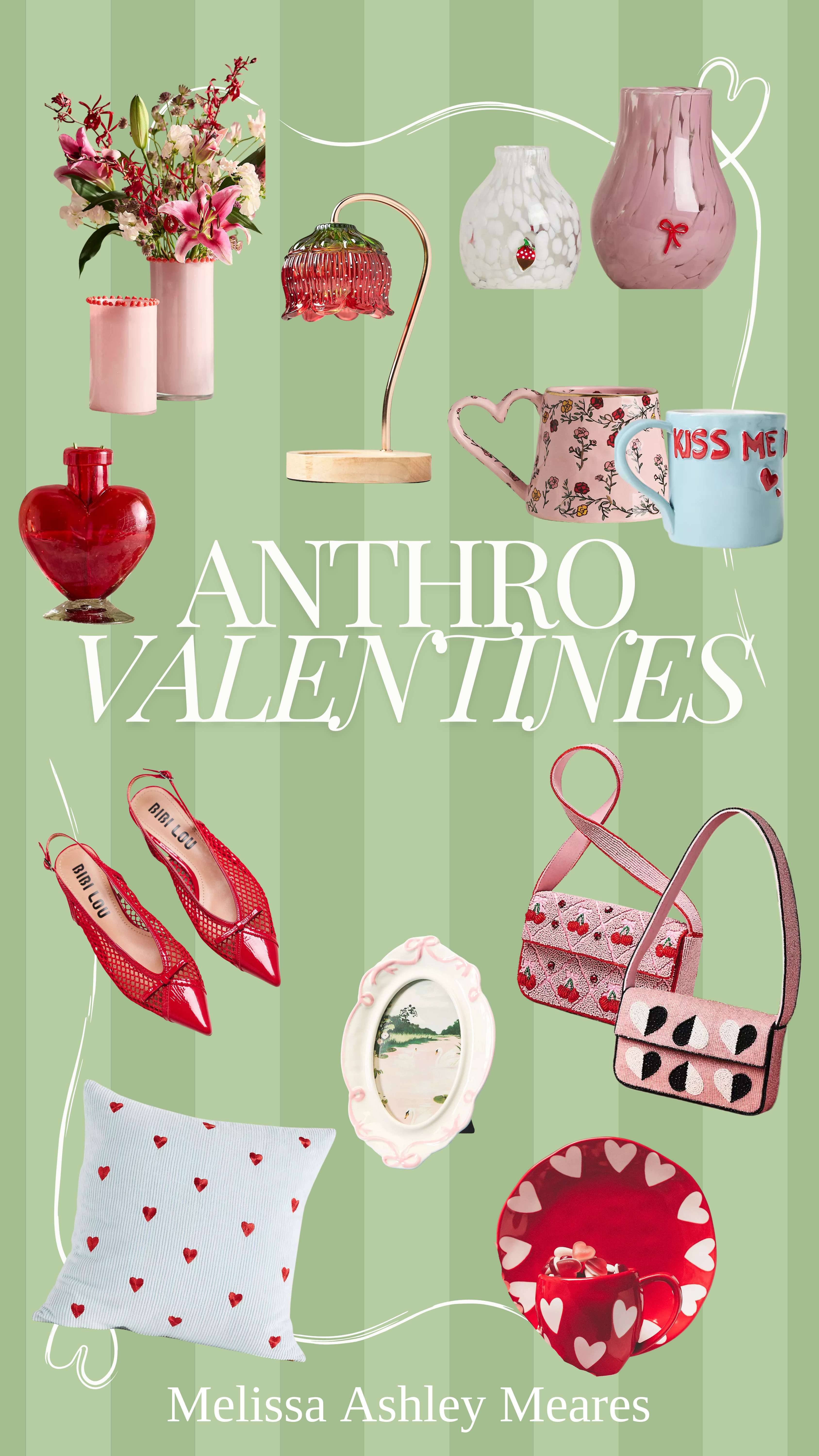 Anthropologie Valentine’s Day 💕
Whether you’re decorating, gifting, or just leaning into the pinks and hearts, I rounded up some really sweet finds that feel festive but still elevated.

Anthro, Bibi Lou mesh slingback bow kitten heels, fiona beaded bag, cable-knit icon floral throw, L&Clay stoneware mug, kiss me mug, mud fairy blooming hearts mug, valenties ion confetti vase, floral lace glass dinner plate, benedita frame, luze strawberry candle warmer, glass heart bud vase, gingham cotton ruffle heart pillow, velvet corduroy embroidered icon pillow, vida icon stoneware mug and plate, dotted rim pink glass vase 

 #Anthropologie #ValentinesDayDecor #ValentinesInspo #LTKValentine #LTKselfcare #LTKHome