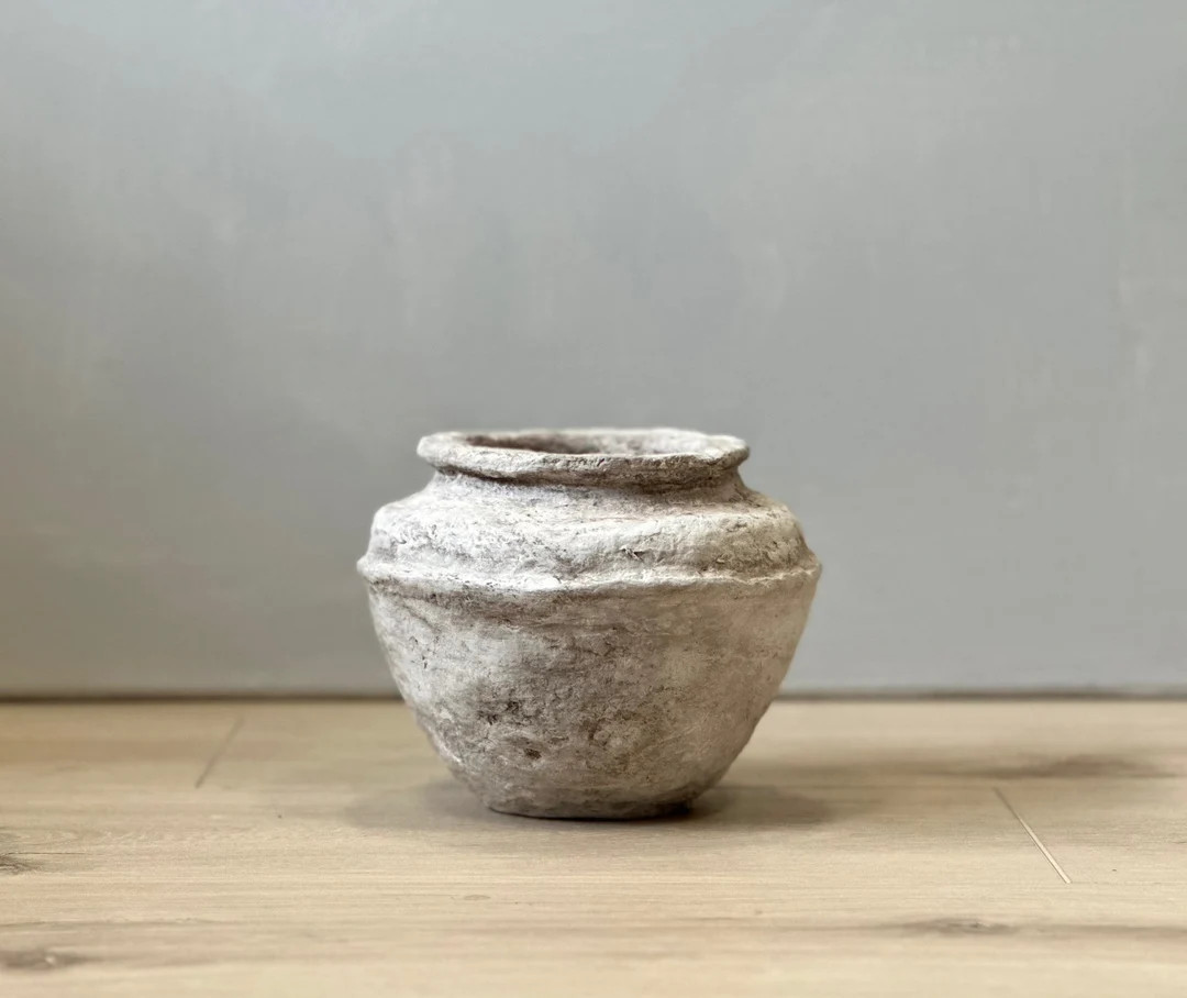 Paper Mache Vase, Small Handmade Vessel, Textured Urn Style, Aged White Color, Wabi Sabi, Unique ... | Etsy (US)