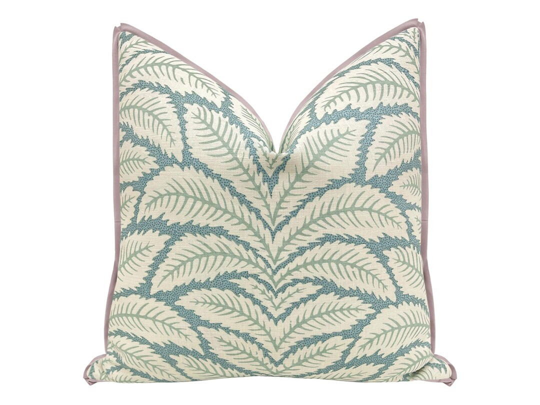 Brunschwig & Fils Talavera Linen // Aqua With Butterfly Flange Floral Blue Throw Pillow Botanical... | Etsy (US)
