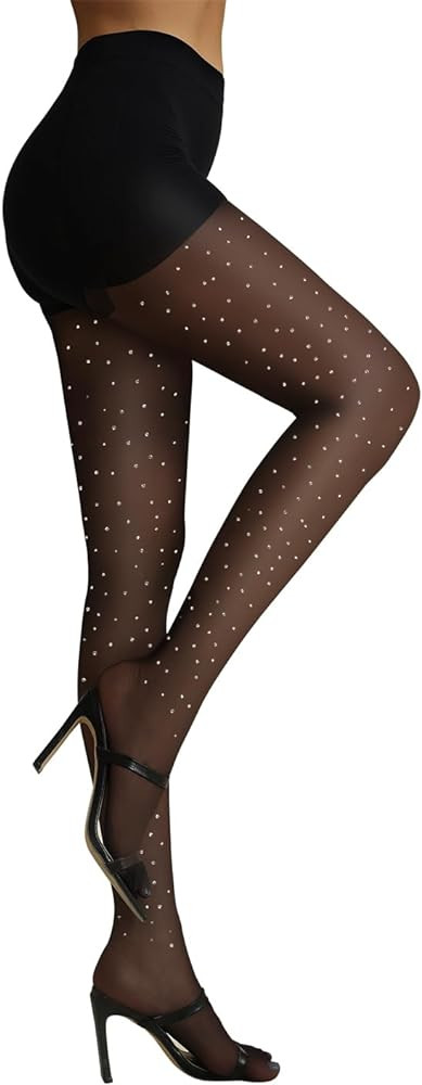VINICUNCA Sheer High Waist Pantyhose, Silk Reflections Rhinestone Tights, Plus Size Stockings for... | Amazon (US)