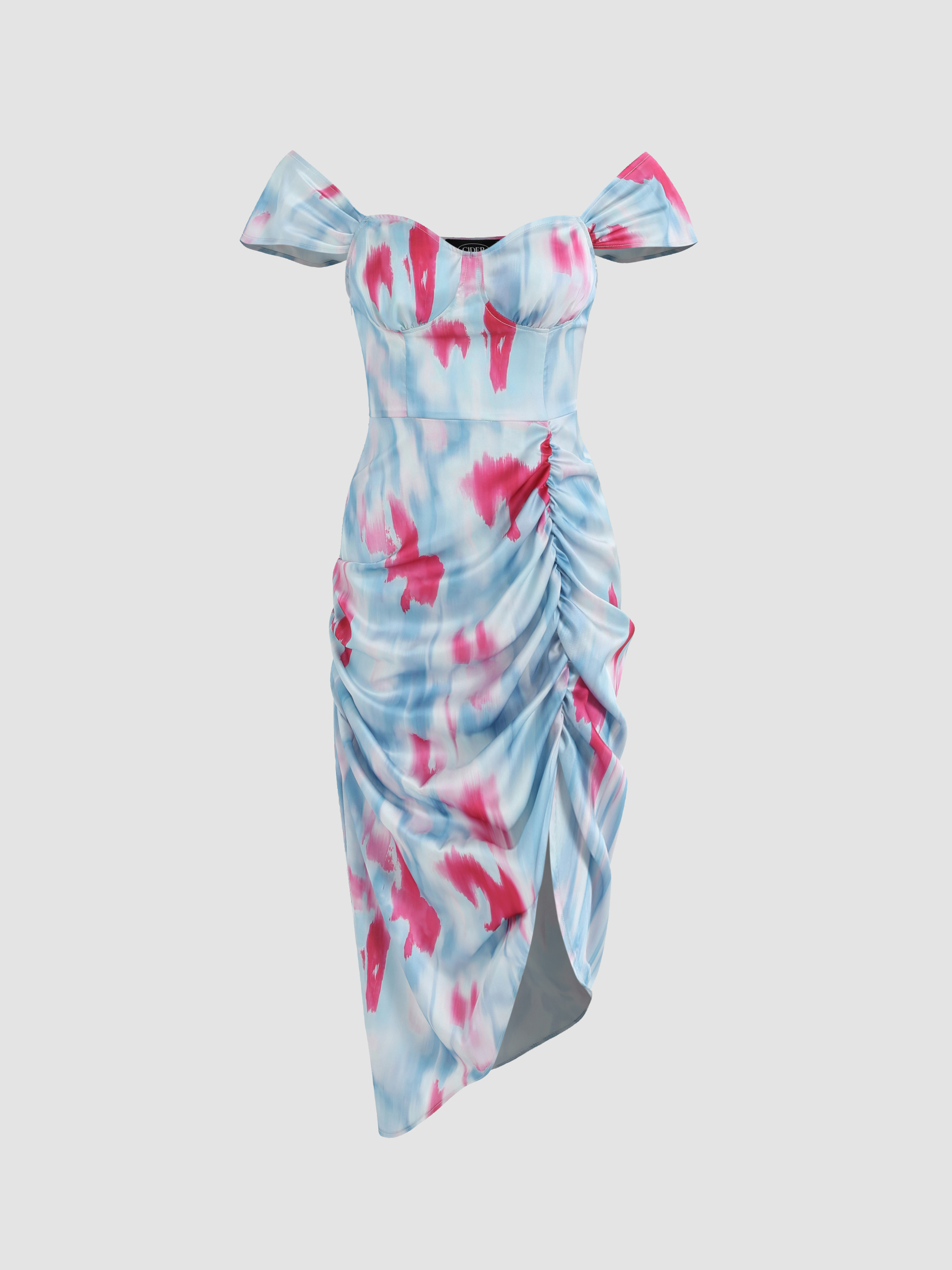 Illusion Tie Dye Ruched Midi Dress - Cider | Cider