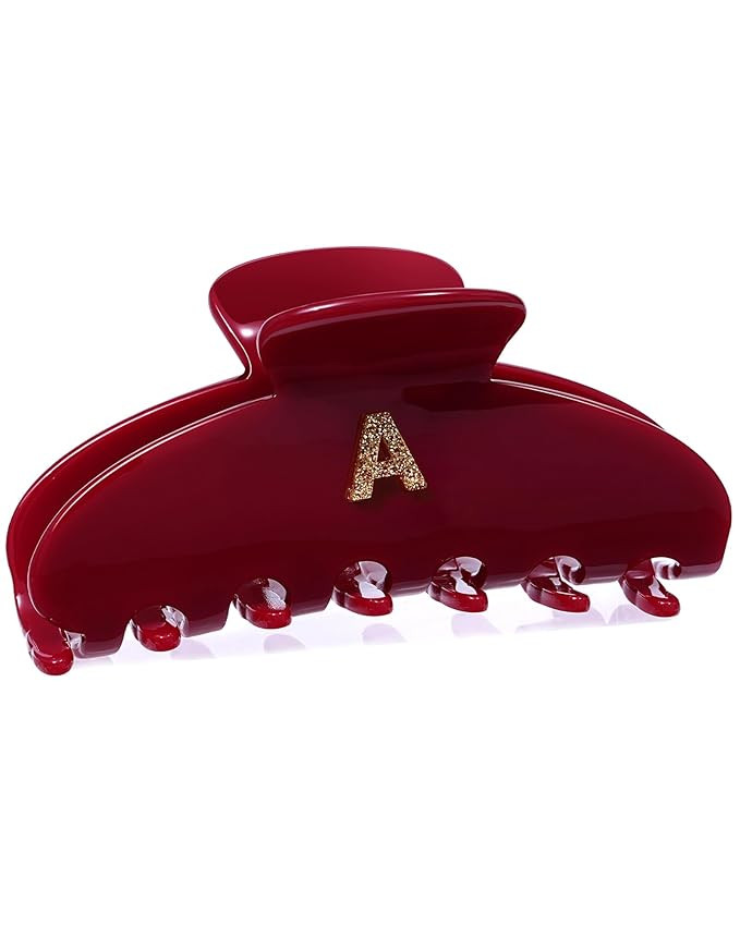 Amazon.com: Mesovor Acetate Initial Cute Hair Claw Clips, Letter Elegant 3.9" Cherry Red Hair Ban... | Amazon (US)