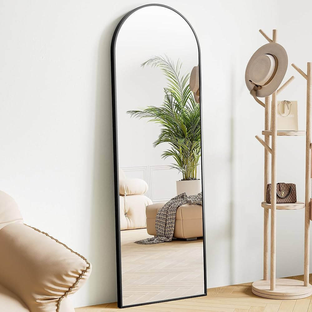 Sweetcrispy 59"x16" Arched Full Length Mirror, Standing or Leaning Full Body Mirror with Aluminum... | Amazon (US)