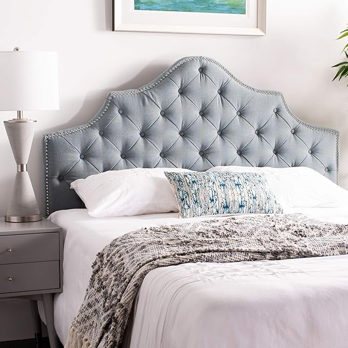 Safavieh Arebelle Sky Blue Upholstered Tufted Headboard - Silver Nailhead (Queen) | Amazon (US)