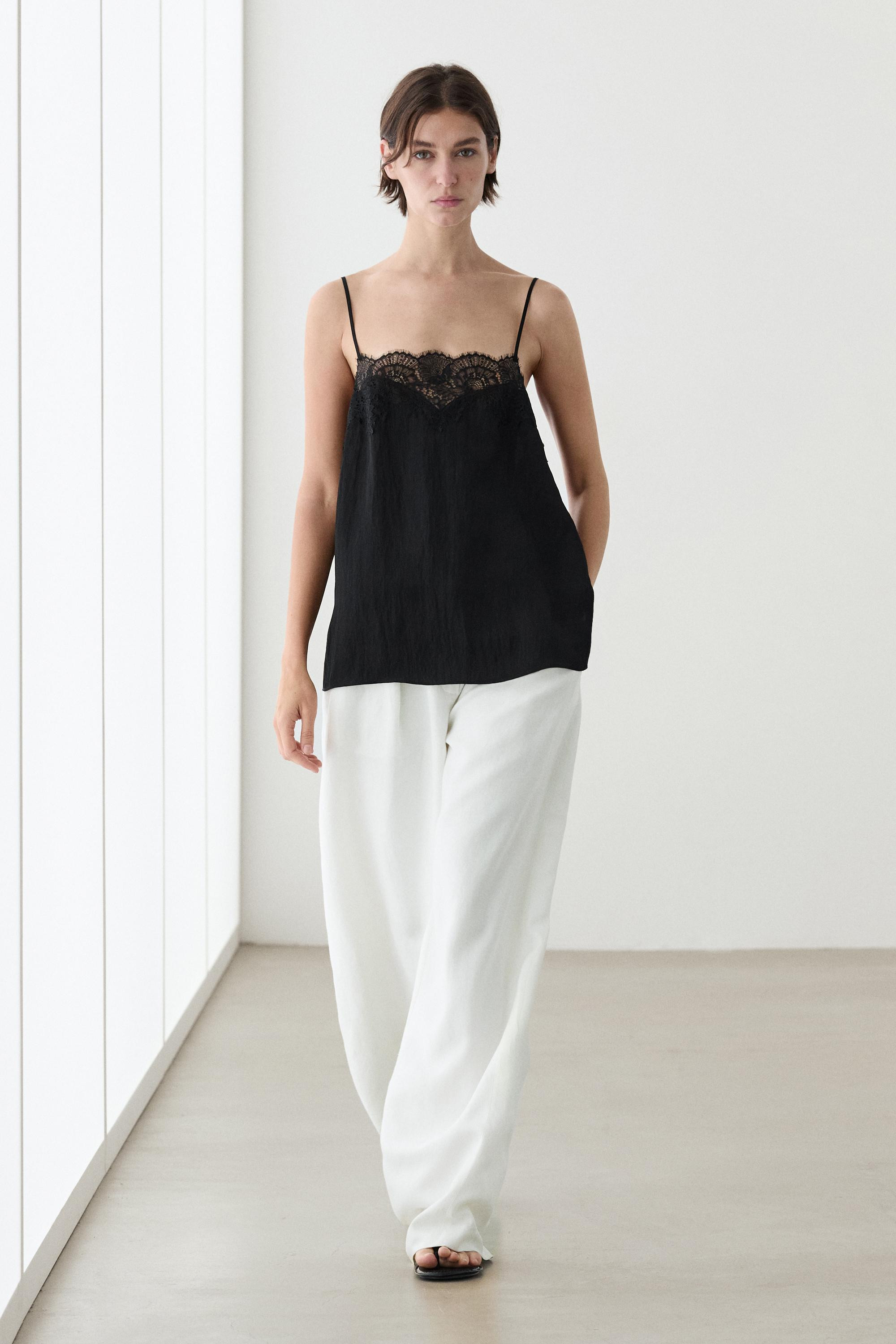 Lace camisole top | Massimo Dutti US
