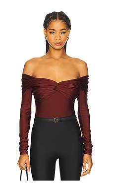 The Andamane Kendall Bodysuit in Burgundy from Revolve.com | Revolve Clothing (Global)