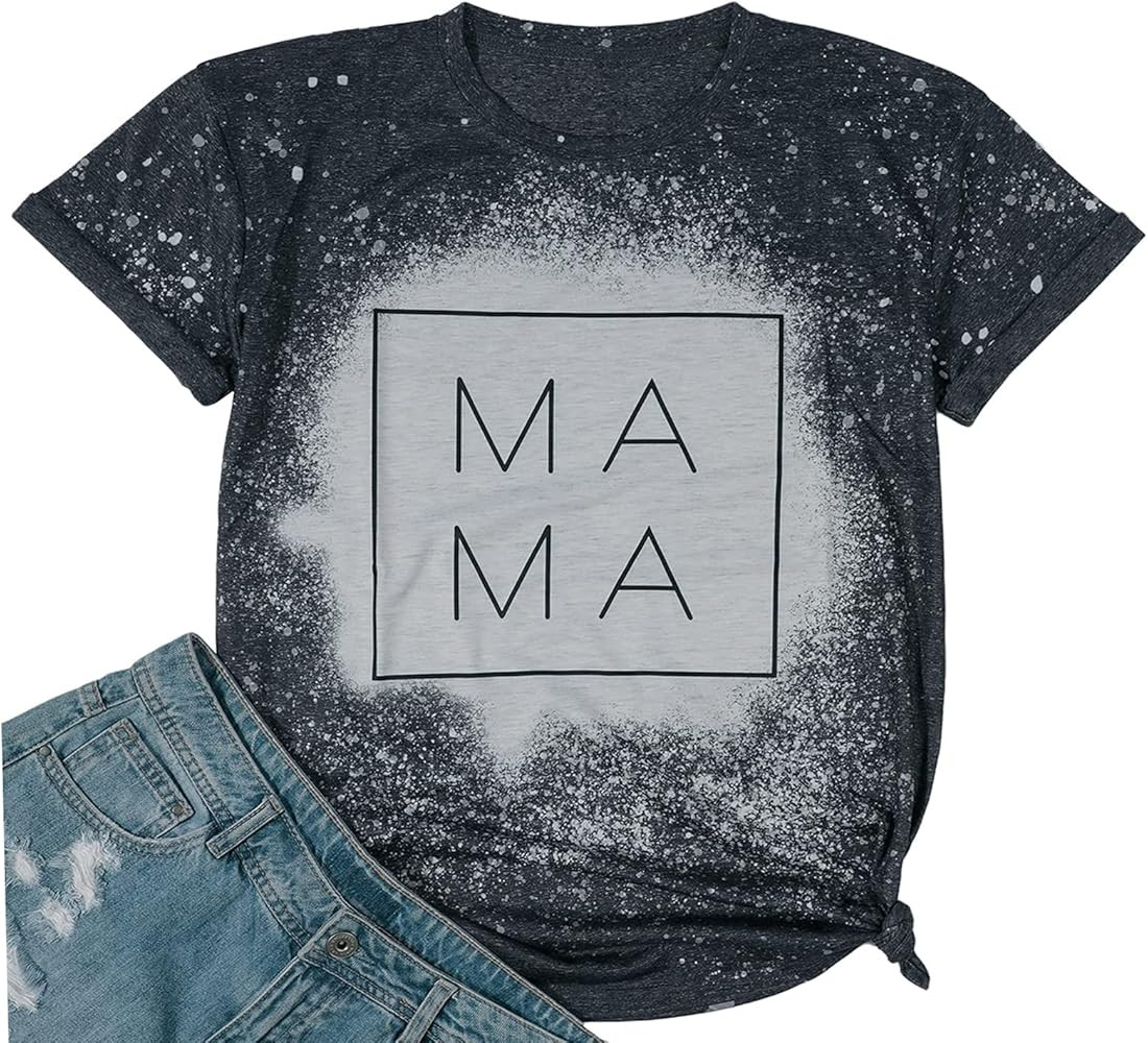Tie Dye Shirt Women Mom Life Tshirts Mama Letter Printed Clothes Casual Short Sleeve Tees Tops | Amazon (US)