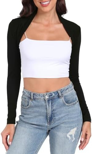 HDE Open Front Shrugs for Women Long Sleeve Bolero Cropped Cardigan Sweater S-4X | Amazon (US)