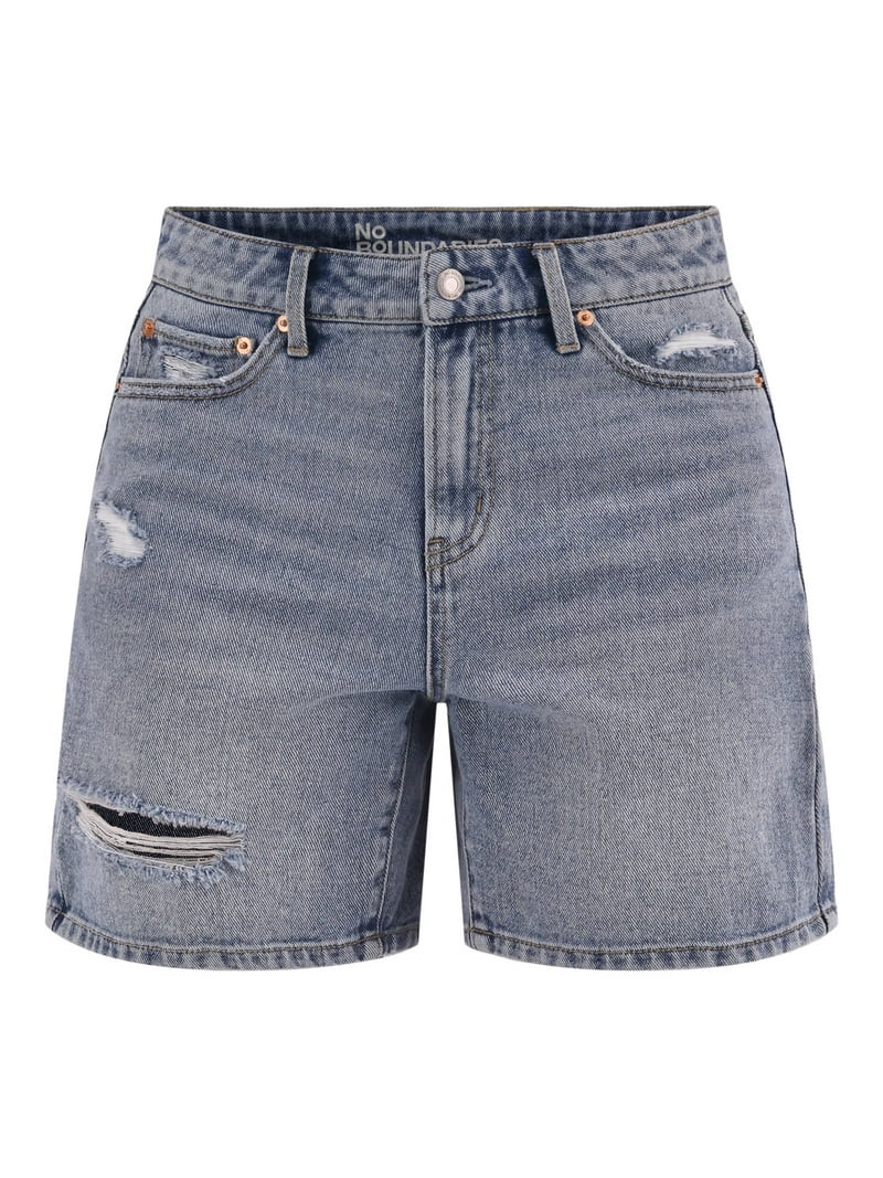 No Boundaries Denim Relaxed Fit High Rise Shorts, 6" Inseam, Women's | Walmart (US)