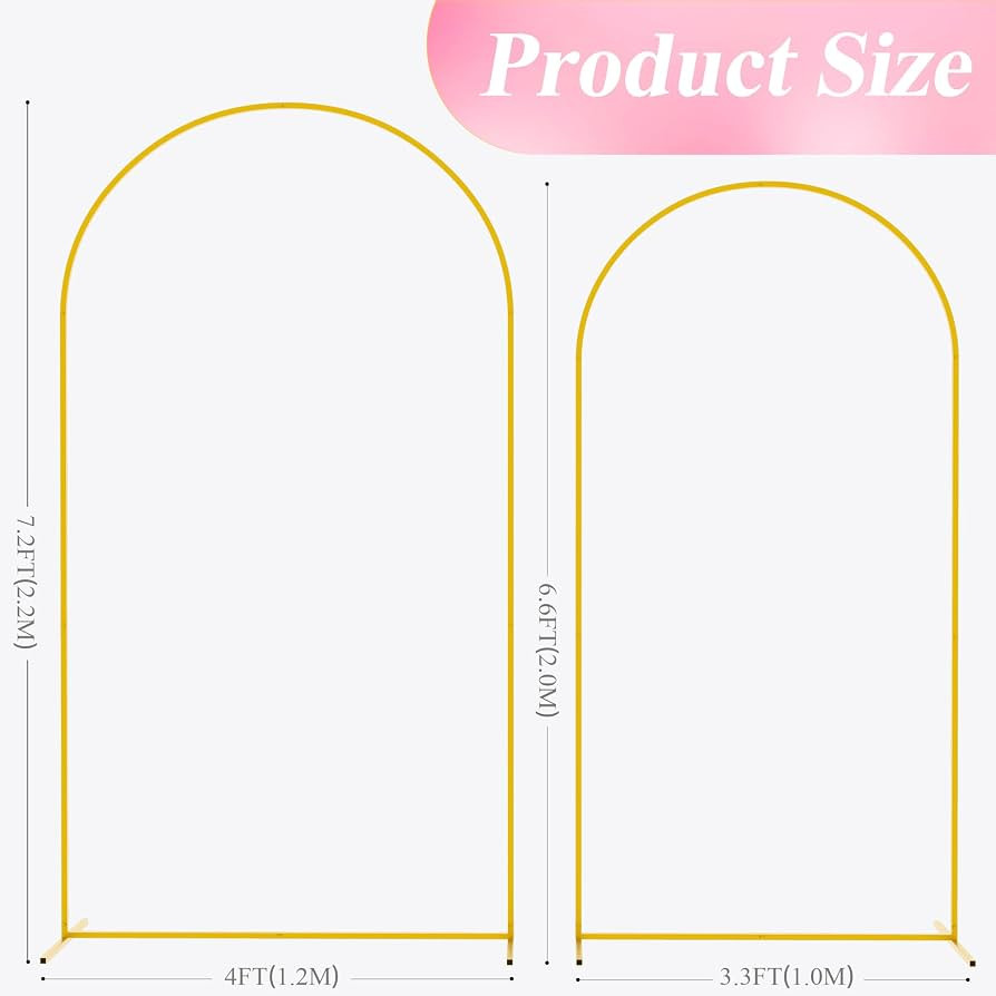 Wokceer Wedding Arch Backdrop Stand 7.2FT, 6.6FT White Metal Arch Stand Set of 2 for Birthday Par... | Amazon (US)