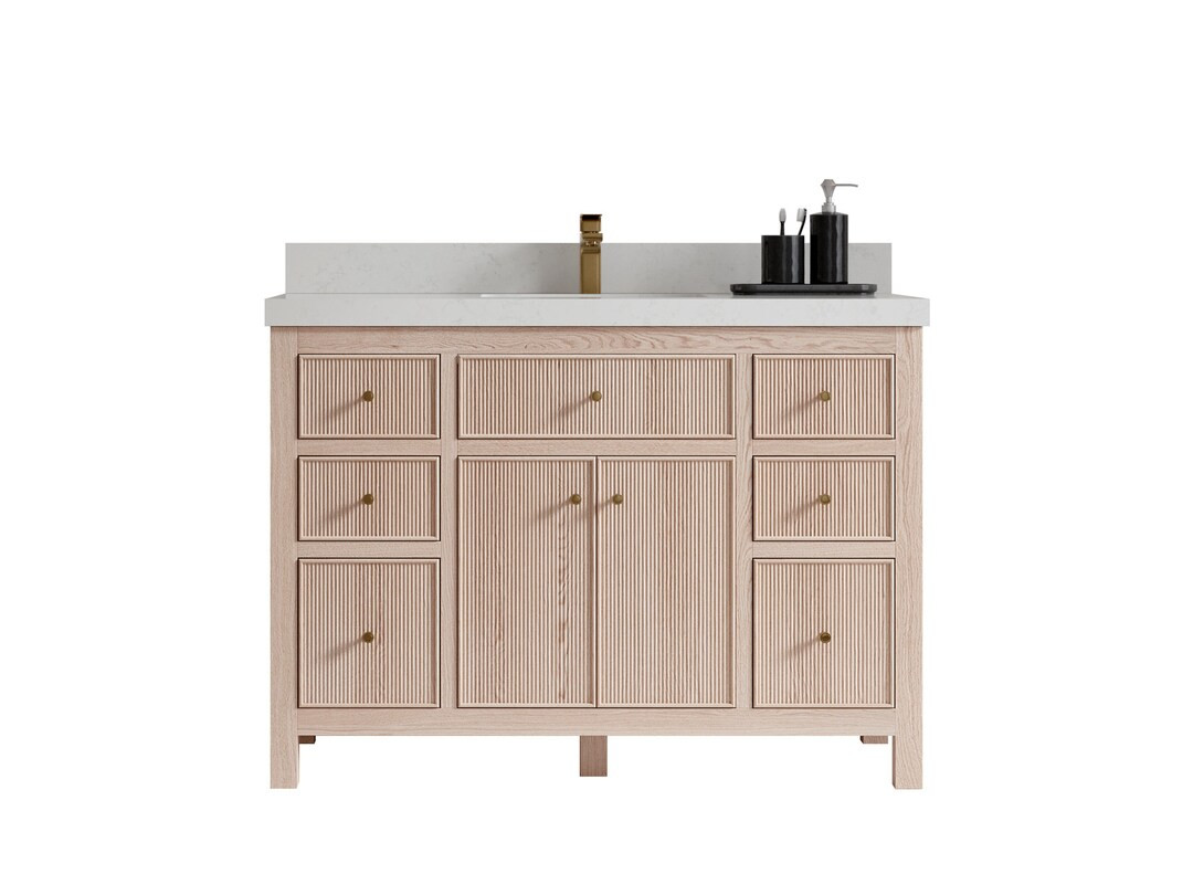 48 in. W x 22 in. D Sonoma White Oak Single Sink Bathroom Vanity with Quartz or Marble Countertop... | Etsy (US)