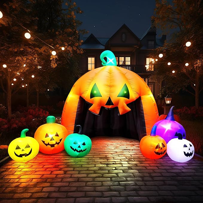 MGparty 14.5FT Halloween Inflatables Pumpkin Decorations Outdoor Built-in LED Lights Blow Up Pump... | Amazon (US)