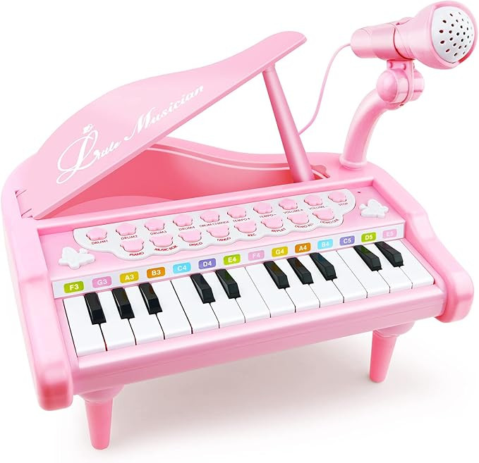 Love&Mini Piano Keyboard Toy for Girls - 24 Keys Toddler Music Toy Instrument with Microphone, Pi... | Amazon (US)