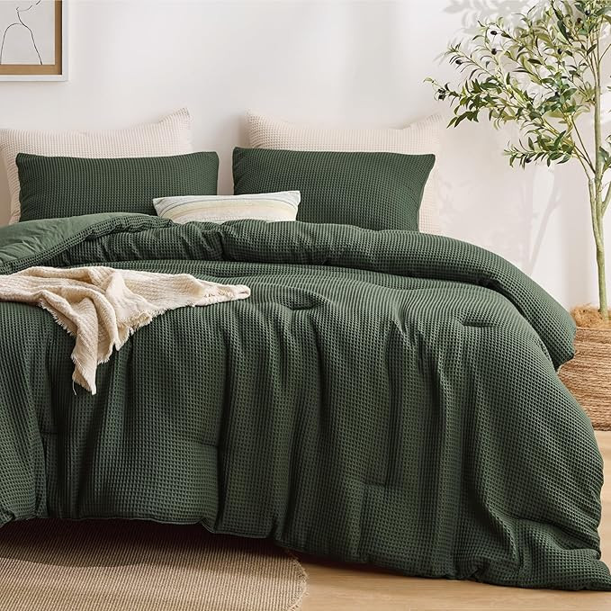 Bedsure Oliver Green Queen Bedding Comforter Set, Waffle Breathable Bedding Set, All Season Comfo... | Amazon (US)