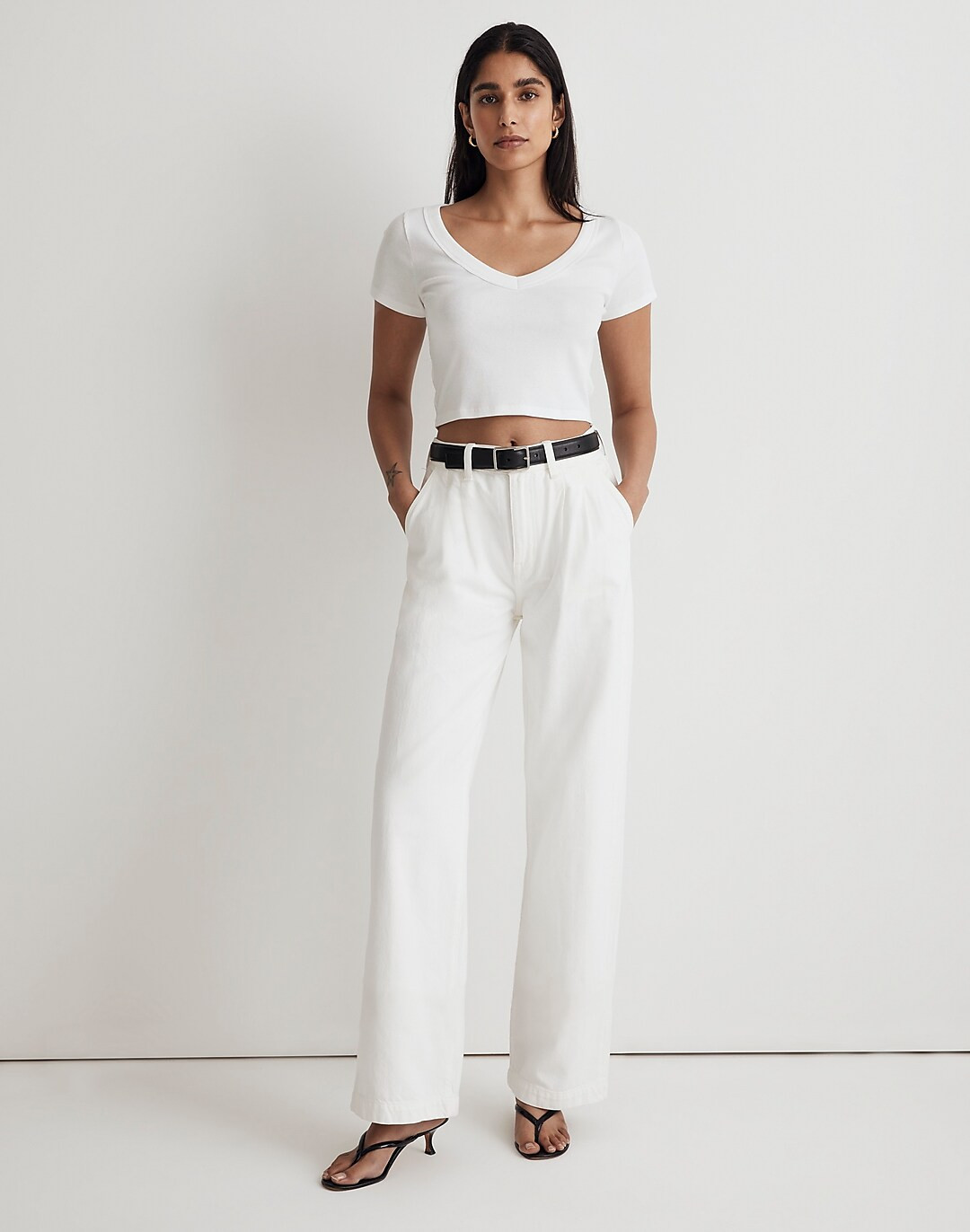 Brightside V-Neck Crop Tee | Madewell