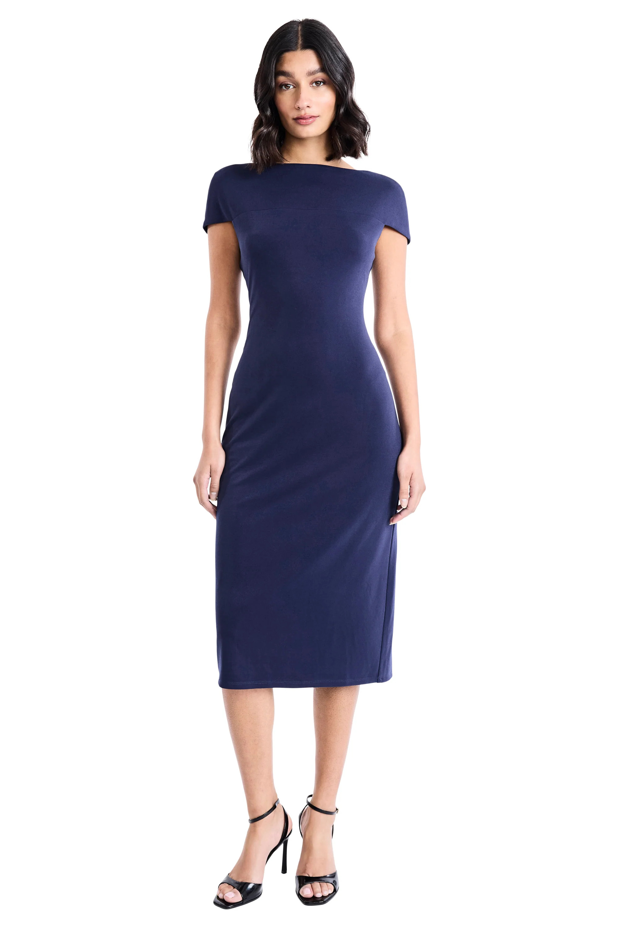 Krista Fitted Midi Dress Sheath Short Sleeve | Maggy London | Maggy London