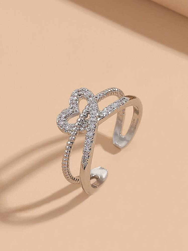 Rhinestone Heart Decor Ring | SHEIN