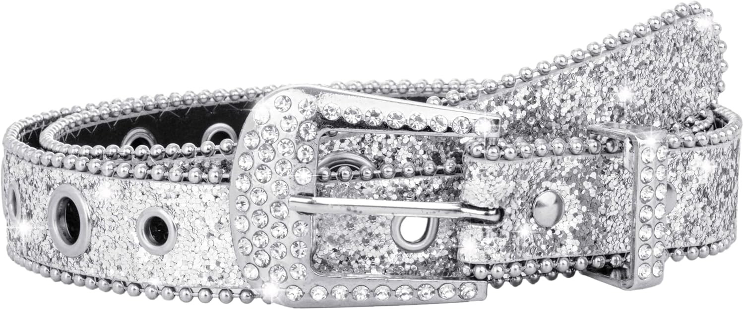 Rhinestone Belts for Women Western Cowgirl Bling Skinny Leather Belt for Jeans Pants Dresses (Fit... | Amazon (US)