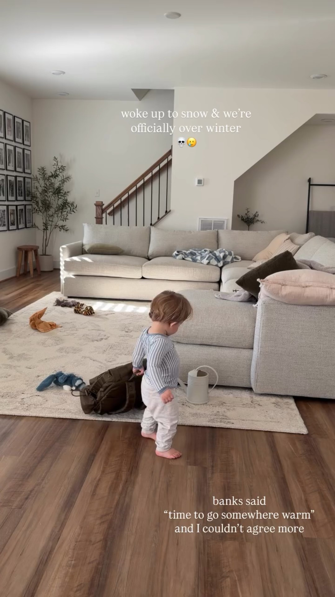 woke up to snow & we’re officially over winter  banks said 
“time to go somewhere warm” and I couldn’t agree more 💀🥲