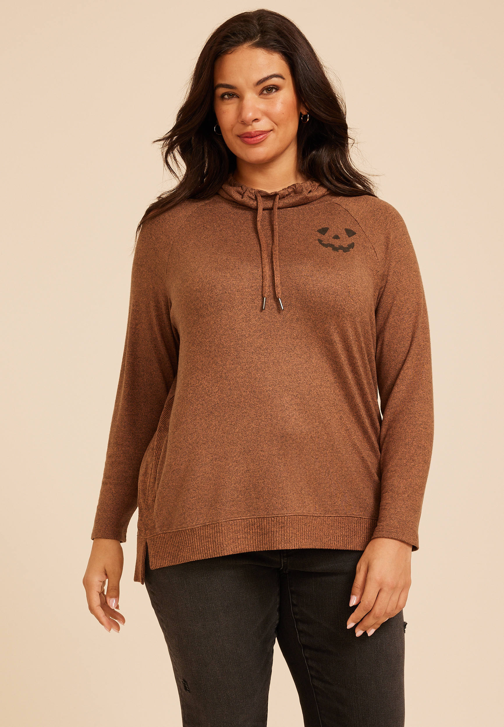 Plus Size Haven Jack O Lantern Cowl Neck Top | Maurices