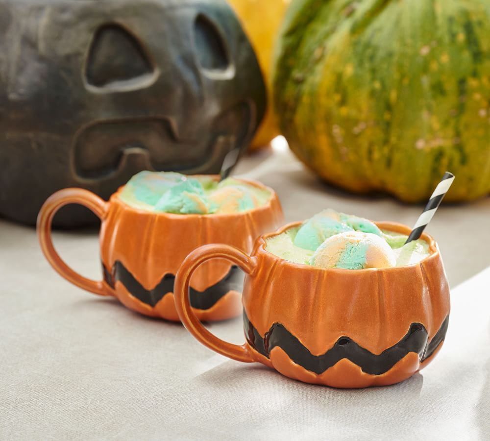 Peanuts™ Pumpkin Shaped Stoneware Mugs - Set of 2 | Pottery Barn (US)