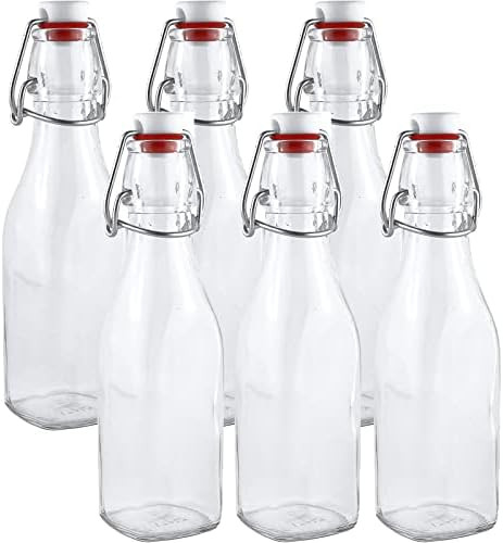 Estilo Easy Cap Glass, Square, 8.5 oz, Set of 6-Clear swingtop bottle, Standard | Amazon (US)
