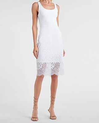High Waisted Scalloped Lace Pencil Skirt | Express