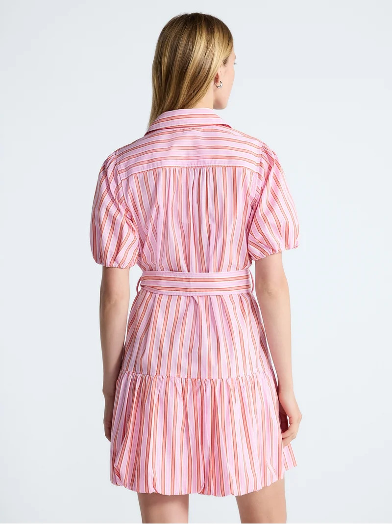 Free Assembly Women's and Women's Plus Cotton Mini Dress with Puff Sleeves, Sizes XS-4X | Walmart (US)
