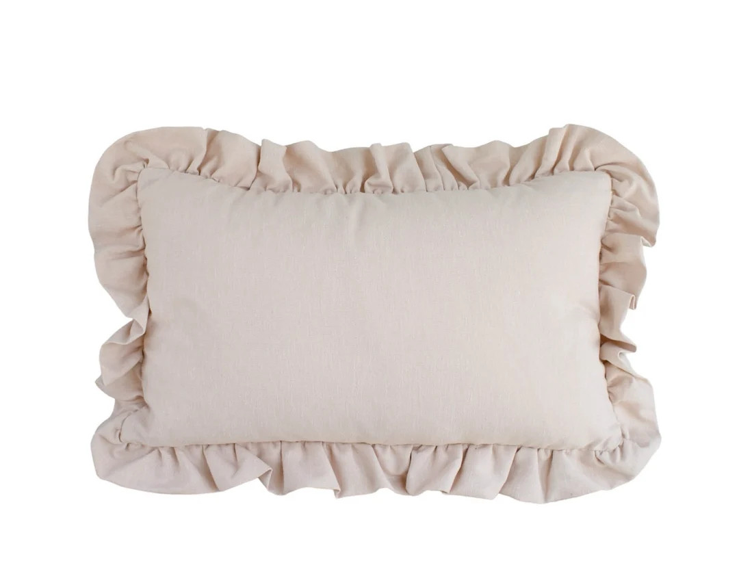 Ruffled Throw Pillow for Couch, Light Pink Throw Pillow for Sofa, 12x20 Pillow Cover, Blush Throw... | Etsy (US)
