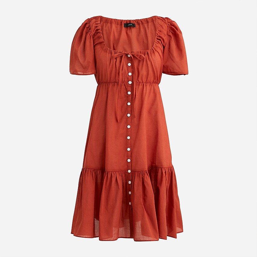 Cotton voile tiered button-down beach dress | J.Crew US