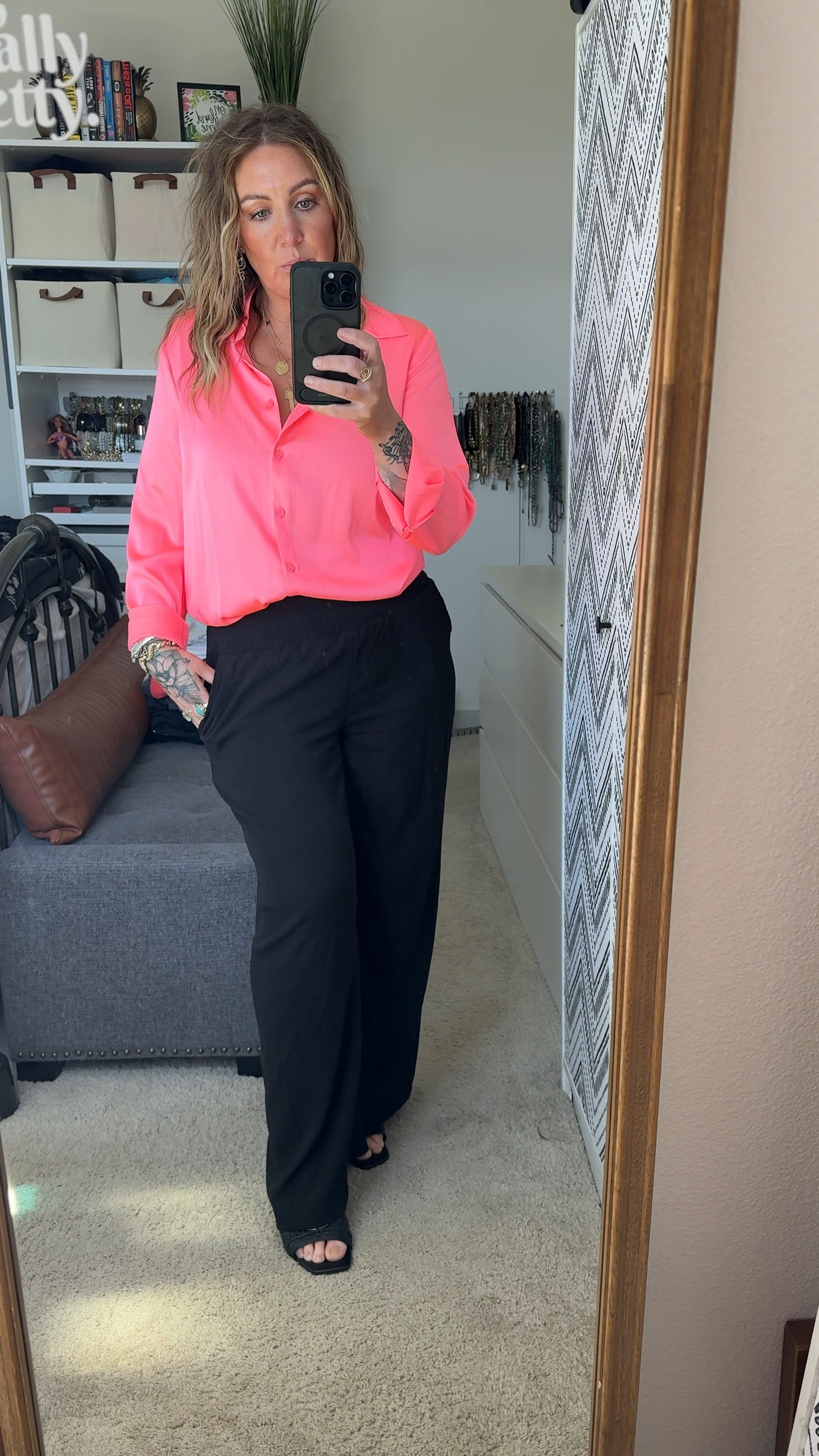 Comfy pants!! Currently sold out online but I linked anyway in case they come back in stock! Also linked similar. 
I’m in a small but can do XS too. 
This blouse is from Sand and Charcoal. 
My shoes are a must, purchased them in brown too! 

#LTKfindsunder50 #LTKover40 #LTKstyletip