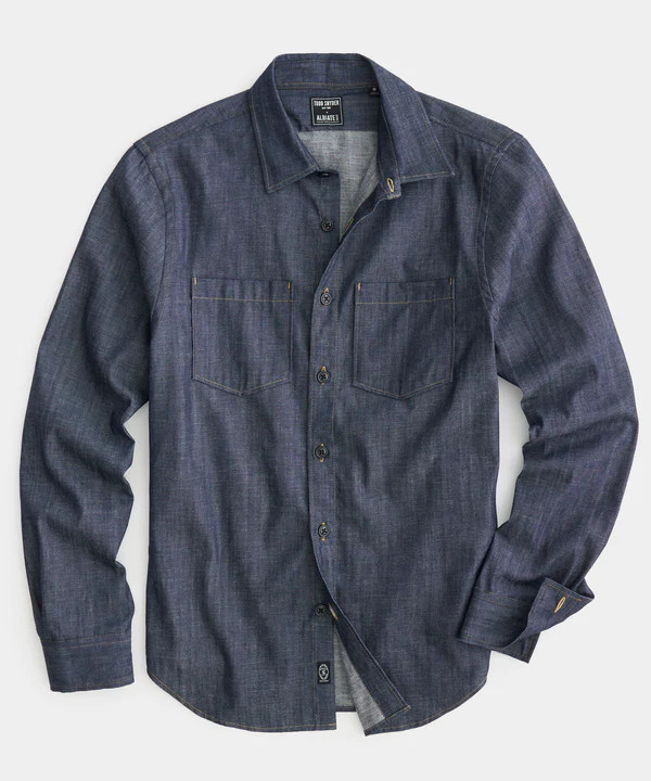 Raw Italian Denim Overshirt in Dark Indigo | Todd Snyder