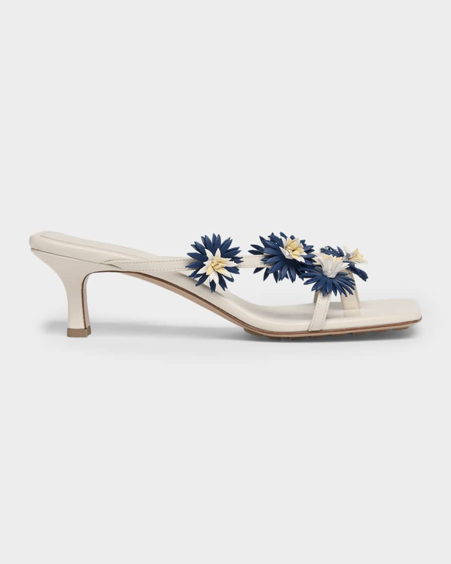Bottega Veneta Riva Floral Leather Kitten-Heel Sandals | Neiman Marcus