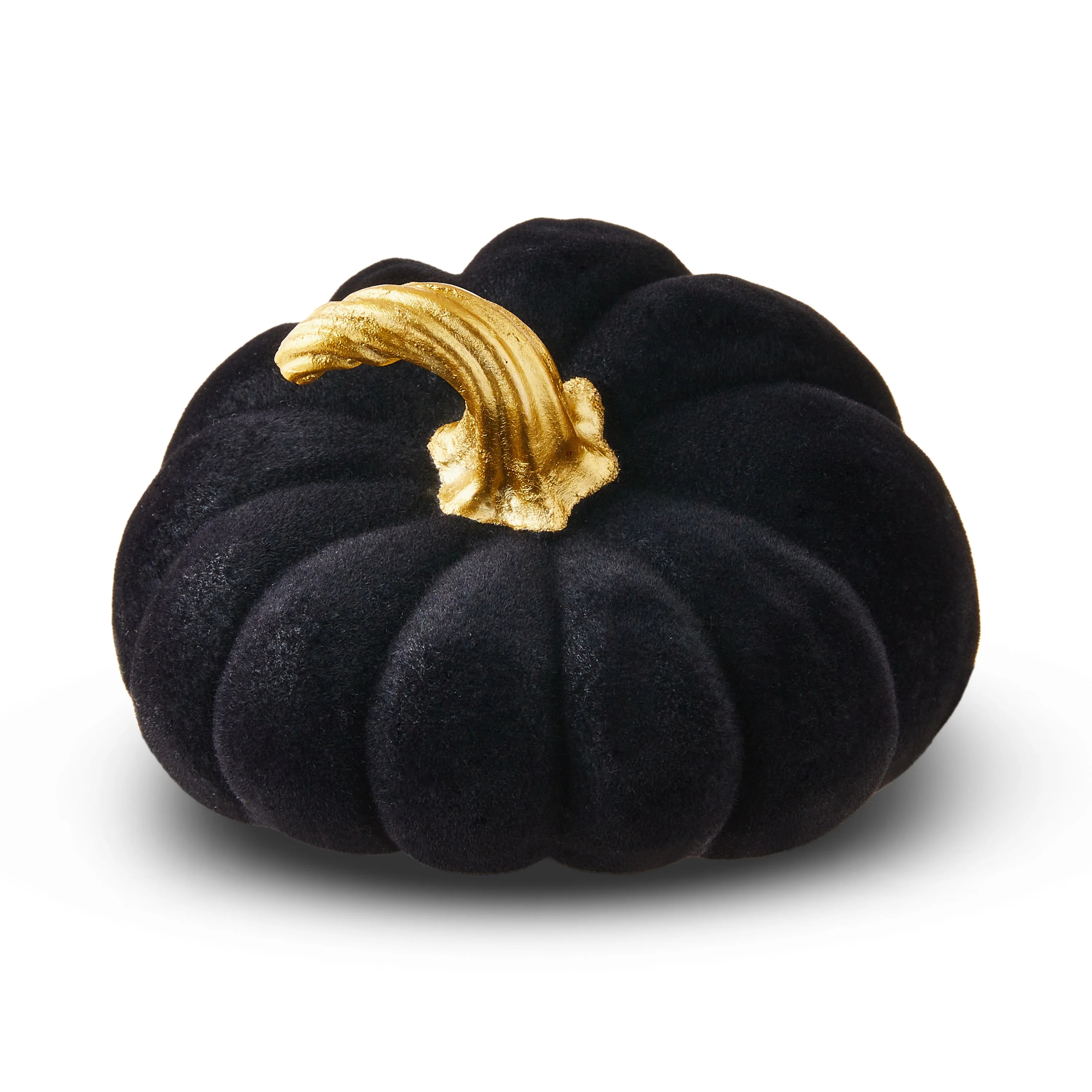 Flocked Wilted Pumpkin Tabletop Decor, Black & Gold, 5.32", Halloween by Way To Celebrate | Walmart (US)