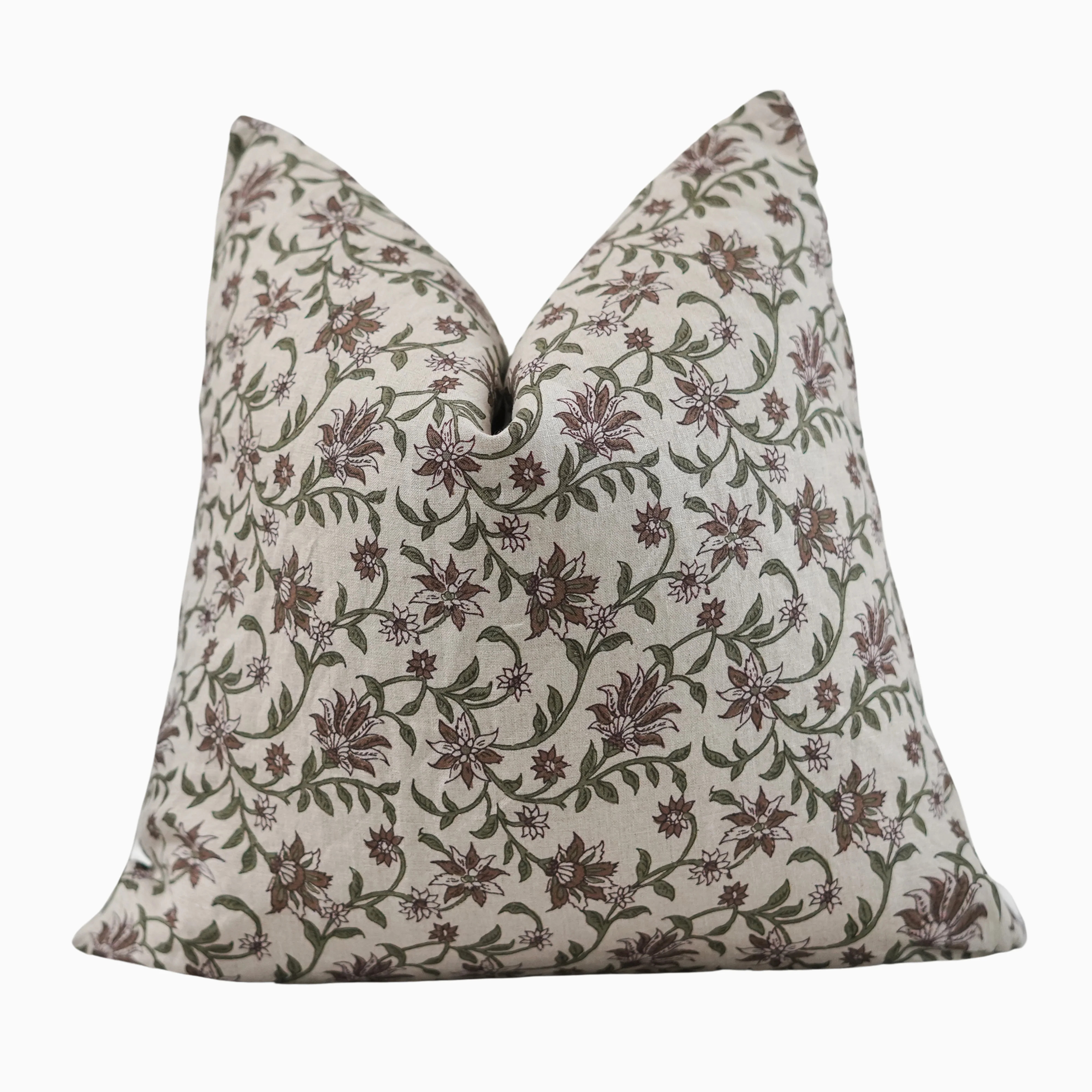 HALIMA - Indian Hand Block Linen Pillow Cover | Ruffled Thread
