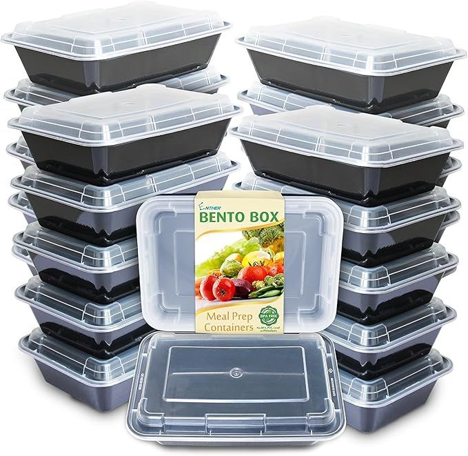 Enther Meal Prep Containers [20 Pack] Single 1 Compartment with Lids, Food Storage Bento Box | BP... | Amazon (US)