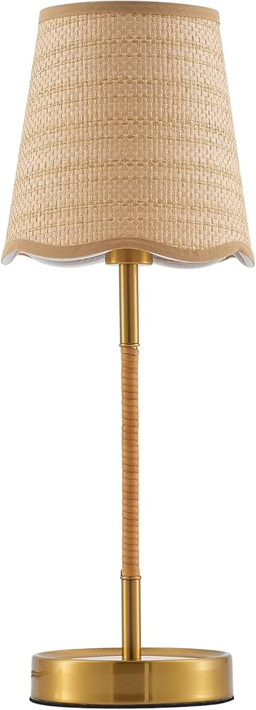 Boho Hand Woven Rattan Table Lamp Natural Wicker Desk Lamp Brass Table Lights for Bedsides Bedroo... | Amazon (US)