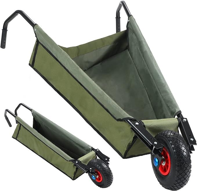 Folding Wheelbarrow Collapsible Foldable Yard Cart 88lbs Lightweight Gardening Cart Heavy Duty Ox... | Amazon (US)