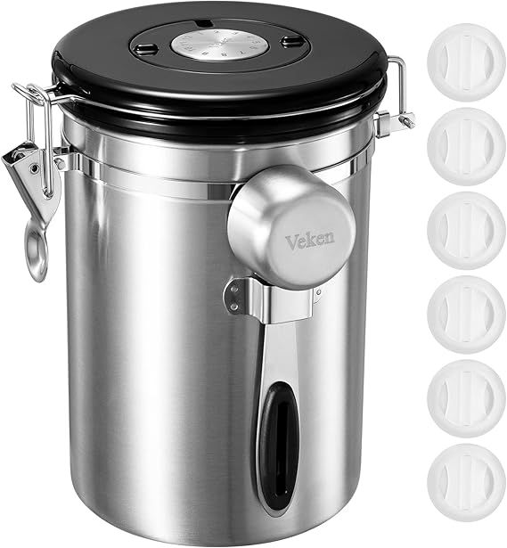 Veken Coffee Canister, Airtight Stainless Steel Kitchen Food Storage Container with Date Tracker ... | Amazon (US)