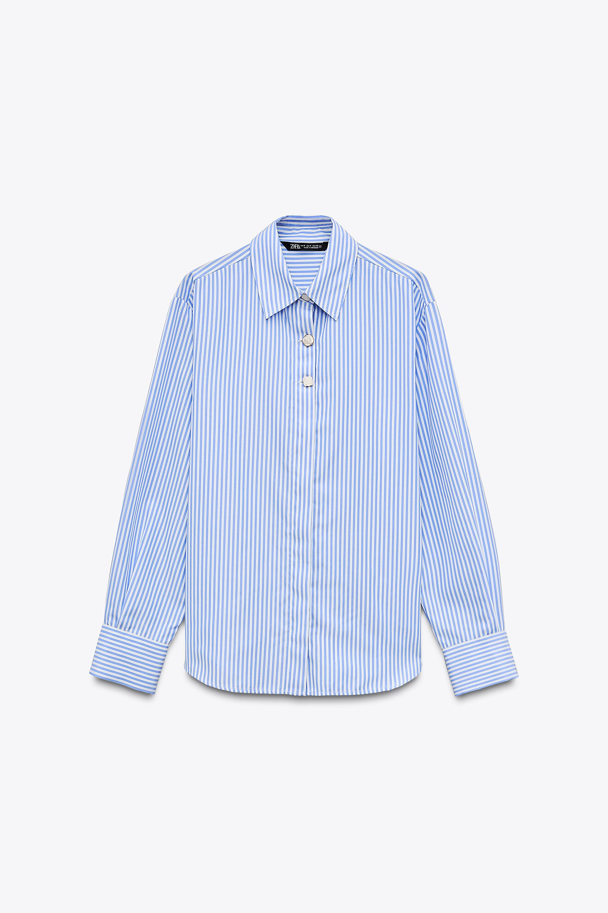 STRIPED POPLIN SHIRT WITH CONTRASTING BUTTONS | Zara UK