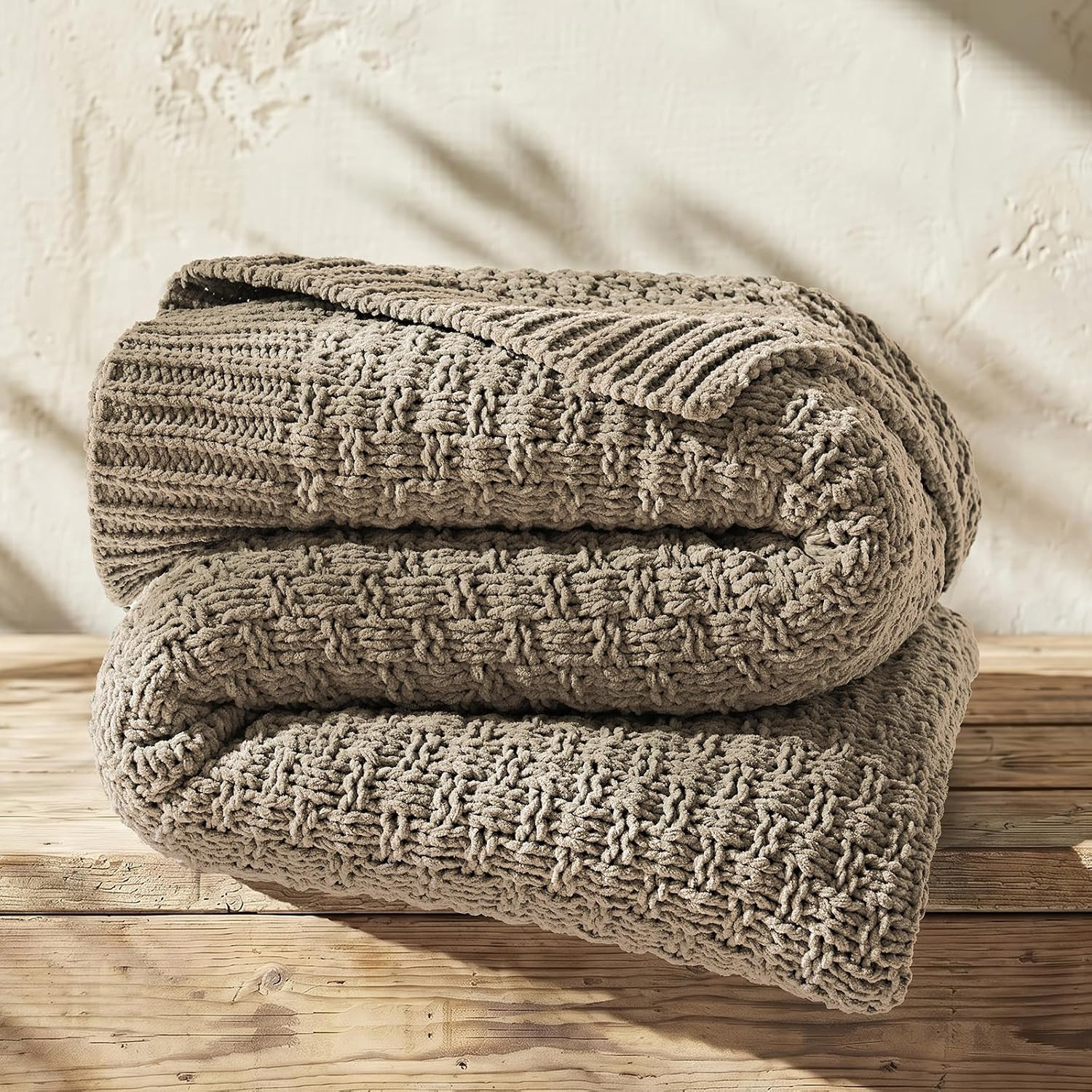 EVERGRACEHOME Chunky Chenille Knit Throw Blanket, Hearth Taupe, 50" x 60" | Amazon (US)